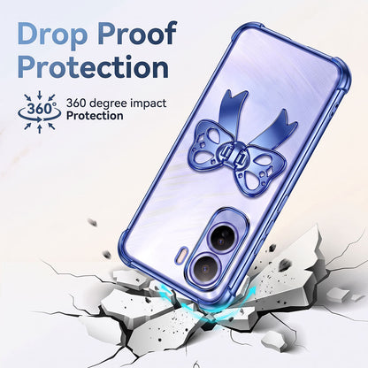 Vivo T5 Pro 5G Stylish Bow Knot Stand Transparent Shockproof Airbag Phone Case