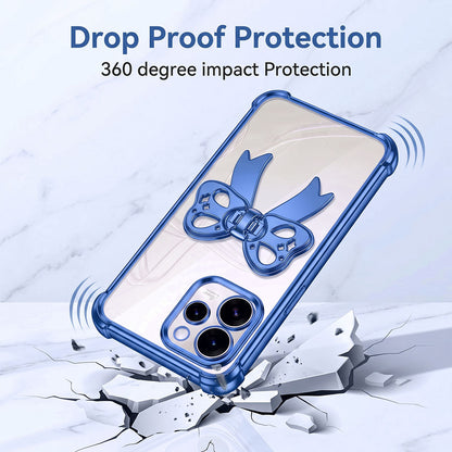 Oppo Reno 15 Pro Mini 5G Stylish Bow Knot Stand Transparent Shockproof Airbag Phone Case