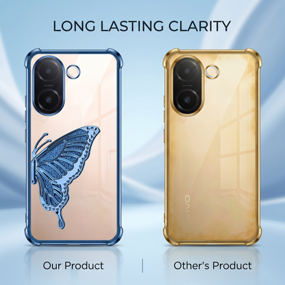 Vivo V60e 5G Premium Butterfly Glitter Stand Transparent Shockproof Airbag Phone Case