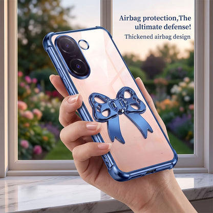 Vivo V60e 5G Stylish Bow Knot Stand Transparent Shockproof Airbag Phone Case