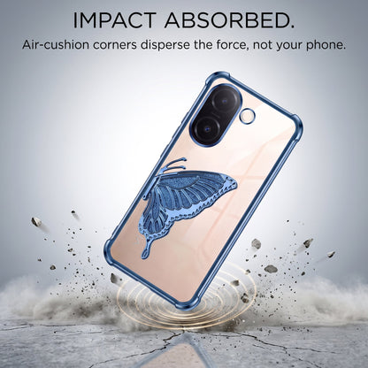 Vivo V60e 5G Premium Butterfly Glitter Stand Transparent Shockproof Airbag Phone Case