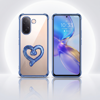 Vivo V60e 5G Premium Heart Stand Transparent Shockproof Airbag Phone Case