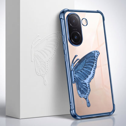 Vivo V60e 5G Premium Butterfly Glitter Stand Transparent Shockproof Airbag Phone Case