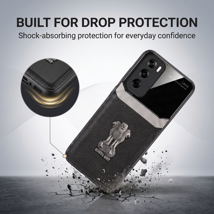 Oppo Reno 12 5G Satyamev Jayate 3D Metal Leather Back Case