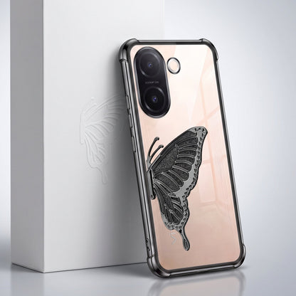 Vivo V60e 5G Premium Butterfly Glitter Stand Transparent Shockproof Airbag Phone Case