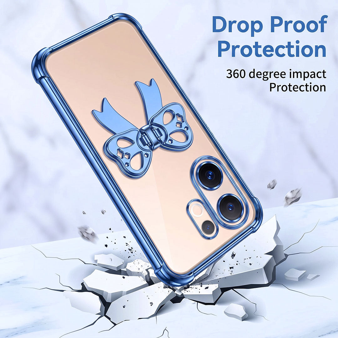 Vivo V60 5G Stylish Bow Knot Stand Transparent Shockproof Airbag Phone Case