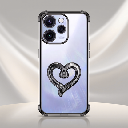 Oppo Reno 15 Pro Mini 5G Premium Heart Stand Transparent Shockproof Airbag Phone Case