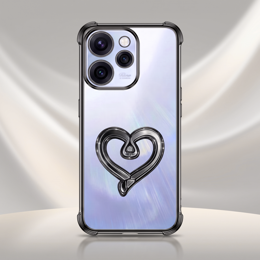 Oppo Reno 15 Pro Mini 5G Premium Heart Stand Transparent Shockproof Airbag Phone Case