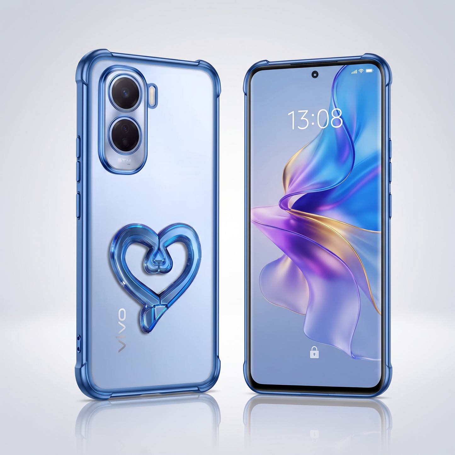Vivo T5 Pro 5G Premium Heart Stand Transparent Shockproof Airbag Phone Case
