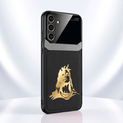 Samsung Galaxy M56 5G Mahadev 3D Gold Metal Leather Back Case
