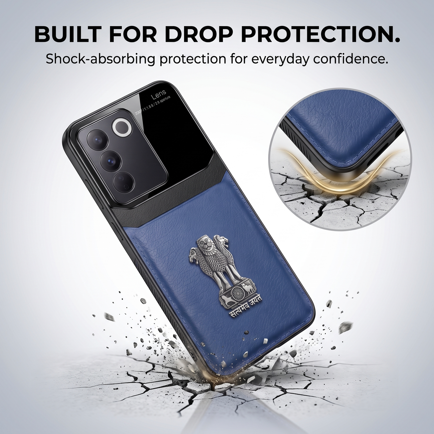 Vivo V27 5G Satyamev Jayate 3D Metal Leather Back Case