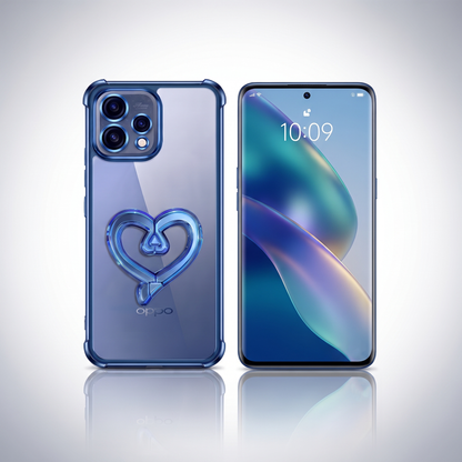 Oppo Reno 15 5G Premium Heart Stand Transparent Shockproof Airbag Phone Case