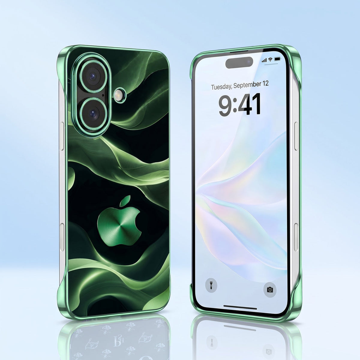 iPhone 16 Plus 5G Luxury Wave Green Printed  Frameless Back Case