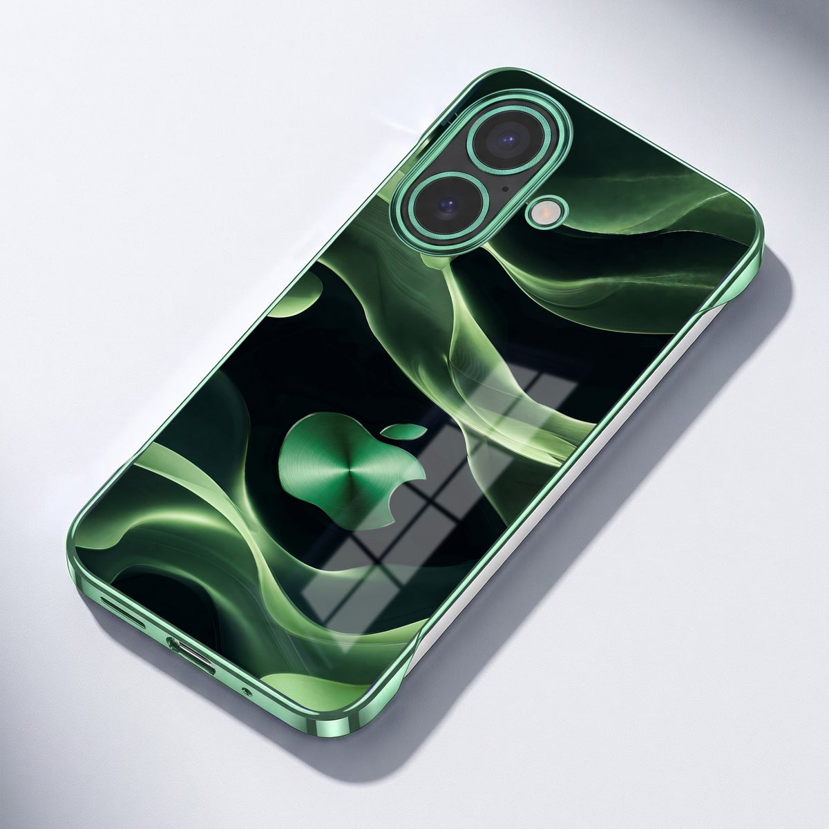 iPhone 16 Plus 5G Luxury Wave Green Printed  Frameless Back Case