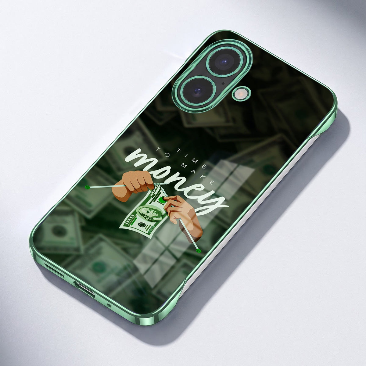 iPhone 16 Plus 5G Money Green Printed  Frameless Back Case