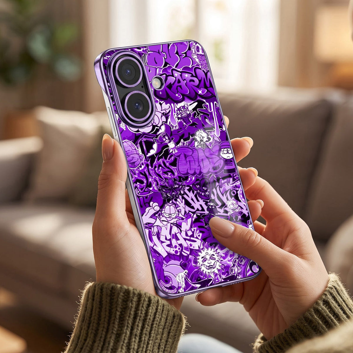 iPhone 16 Plus 5G Street Rush Purple Printed  Frameless Back Case