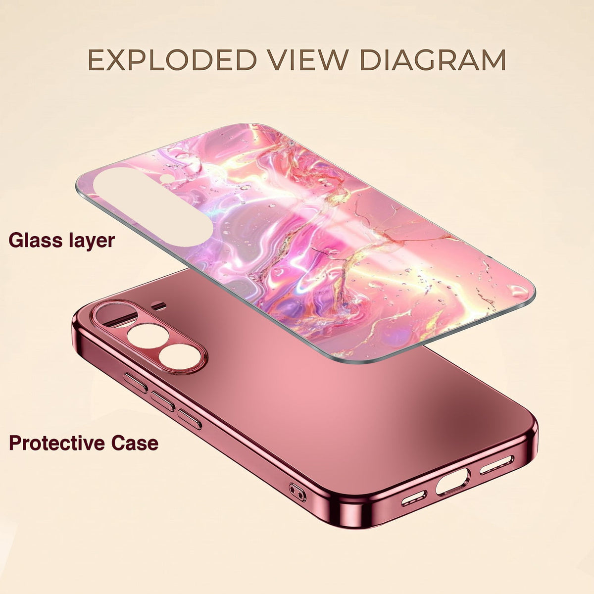 Samsung Galaxy A36 5G Pearl Aurora Pink Electroplated Glass Phone Back Case