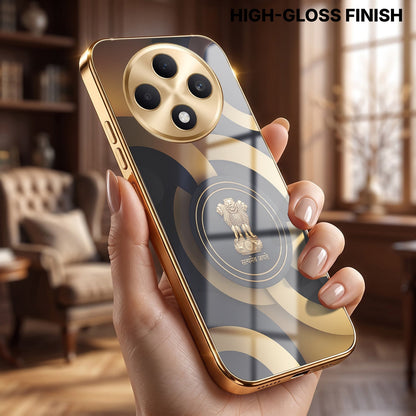 Oppo F27 Pro+ 5G Royal Emblem Gold Electroplated Glass Phone Back Case