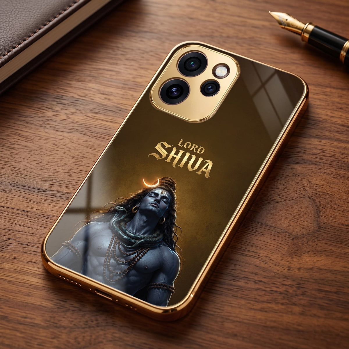 Oppo Reno 15 Pro Mini 5G Lord Shiva Gold Electroplated Glass Phone Back Case