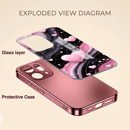 Oppo Reno 14 5G Love Sparkle Pink Electroplated Glass Phone Back Case