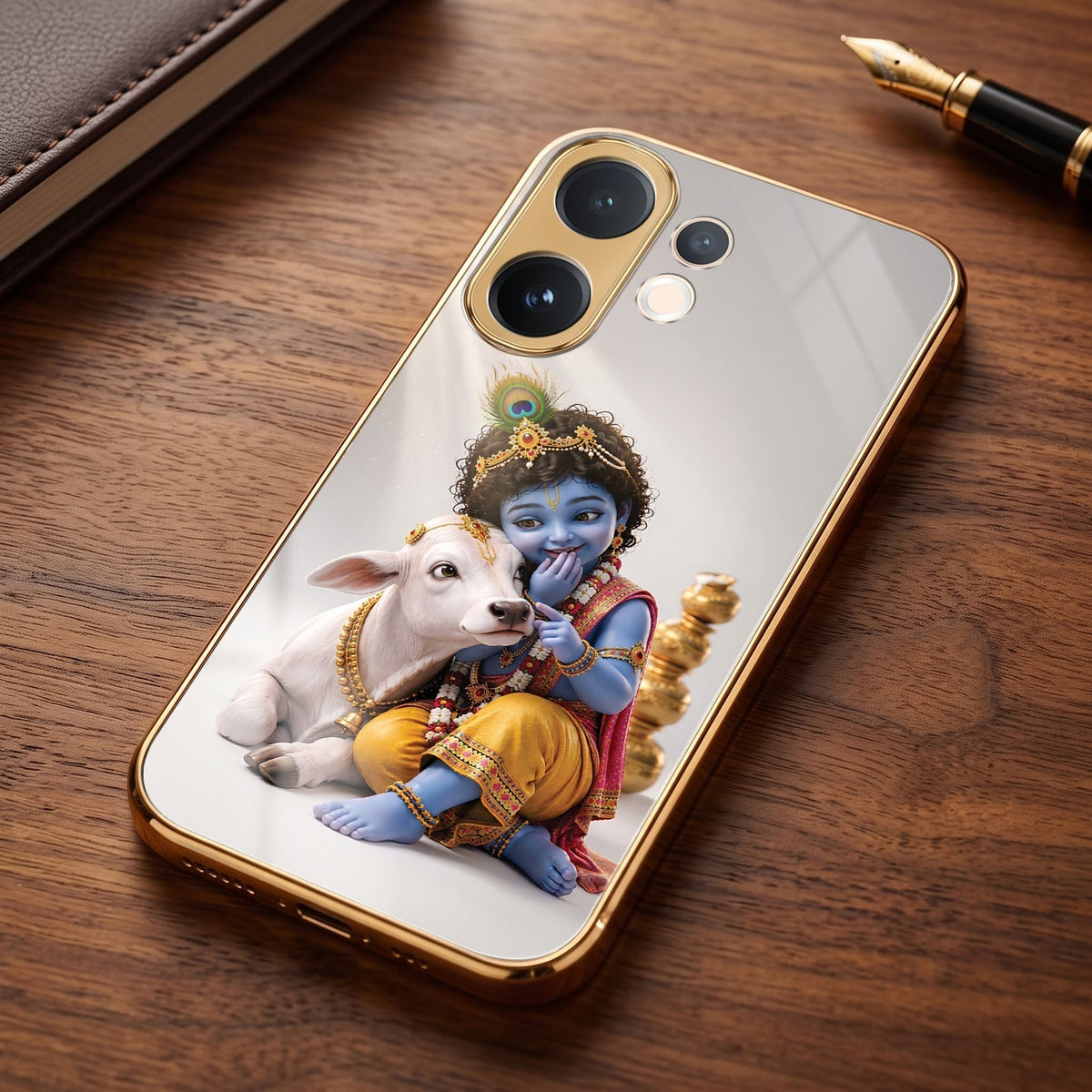 Vivo T4 Pro 5G Bal Krishna Blessings Gold Electroplated Glass Phone Back Case