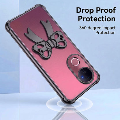 Vivo V50 5G Stylish Bow Knot Stand Transparent Shockproof Airbag Phone Case