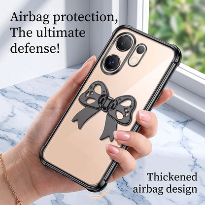 Vivo V60 5G Stylish Bow Knot Stand Transparent Shockproof Airbag Phone Case