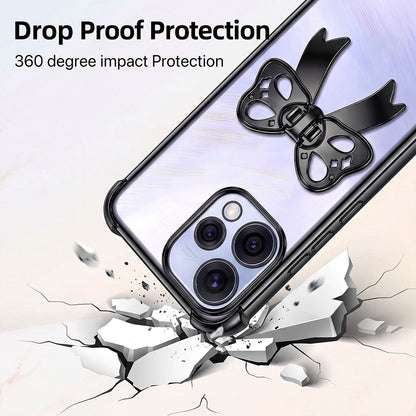 Oppo Reno 15 5G Stylish Bow Knot Stand Transparent Shockproof Airbag Phone Case