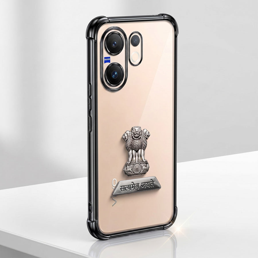Vivo X200 FE 5G Satyamev Jayate 2-in-1 Emblem Transparent Shockproof Airbag Case