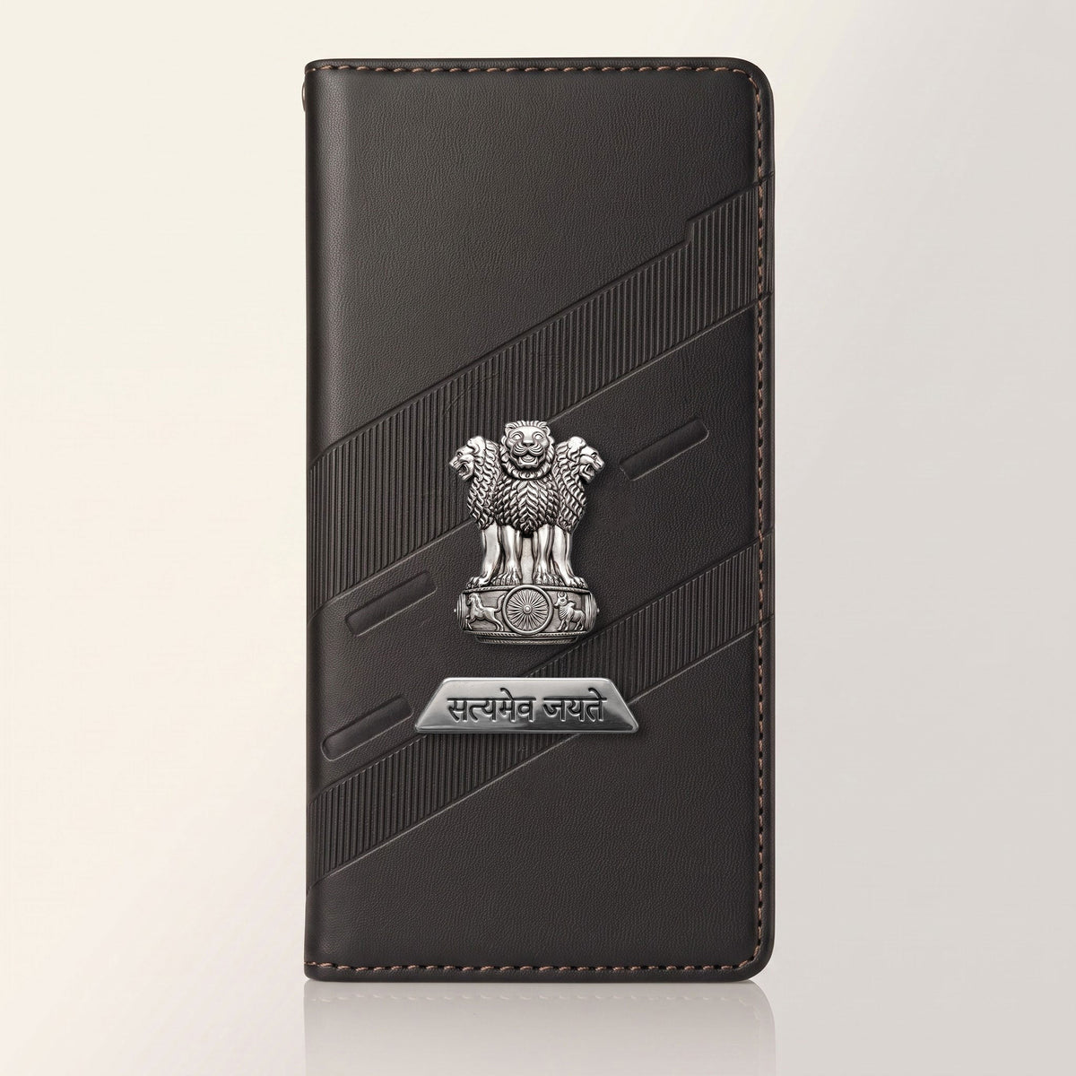 Vivo V50 5G Metal Satyamev Jayate 2-in-1 Emblem Magnetic Flip Wallet Case