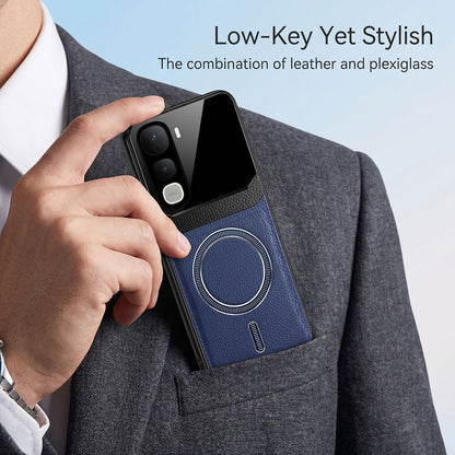 Vivo Y400 Pro 5G Premium Magsafe Magnetic Leather Lens Protective Case
