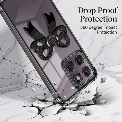 Motorola Edge 70 5G Stylish Bow Knot Stand Transparent Shockproof Airbag Phone Case