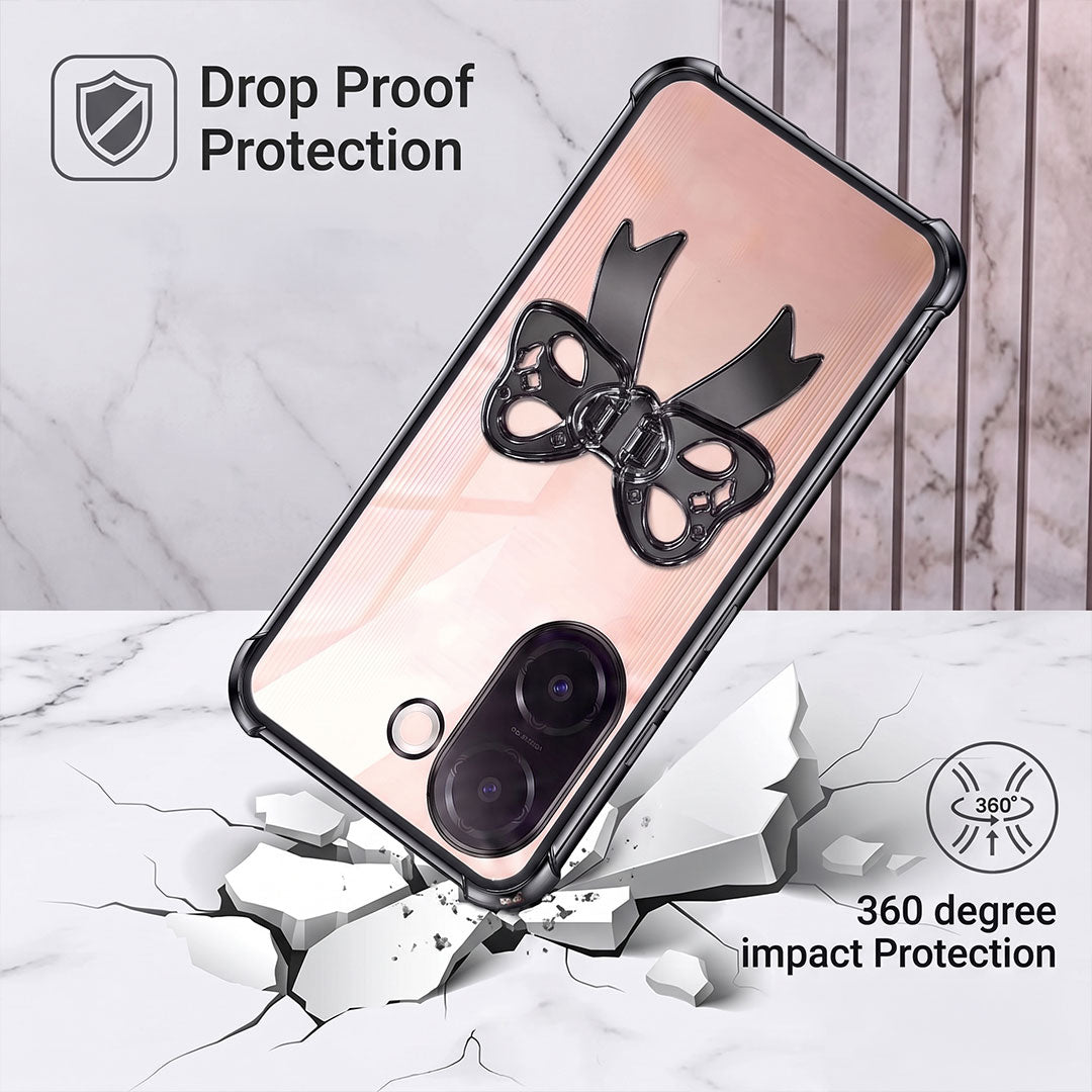 Vivo V60e 5G Stylish Bow Knot Stand Transparent Shockproof Airbag Phone Case