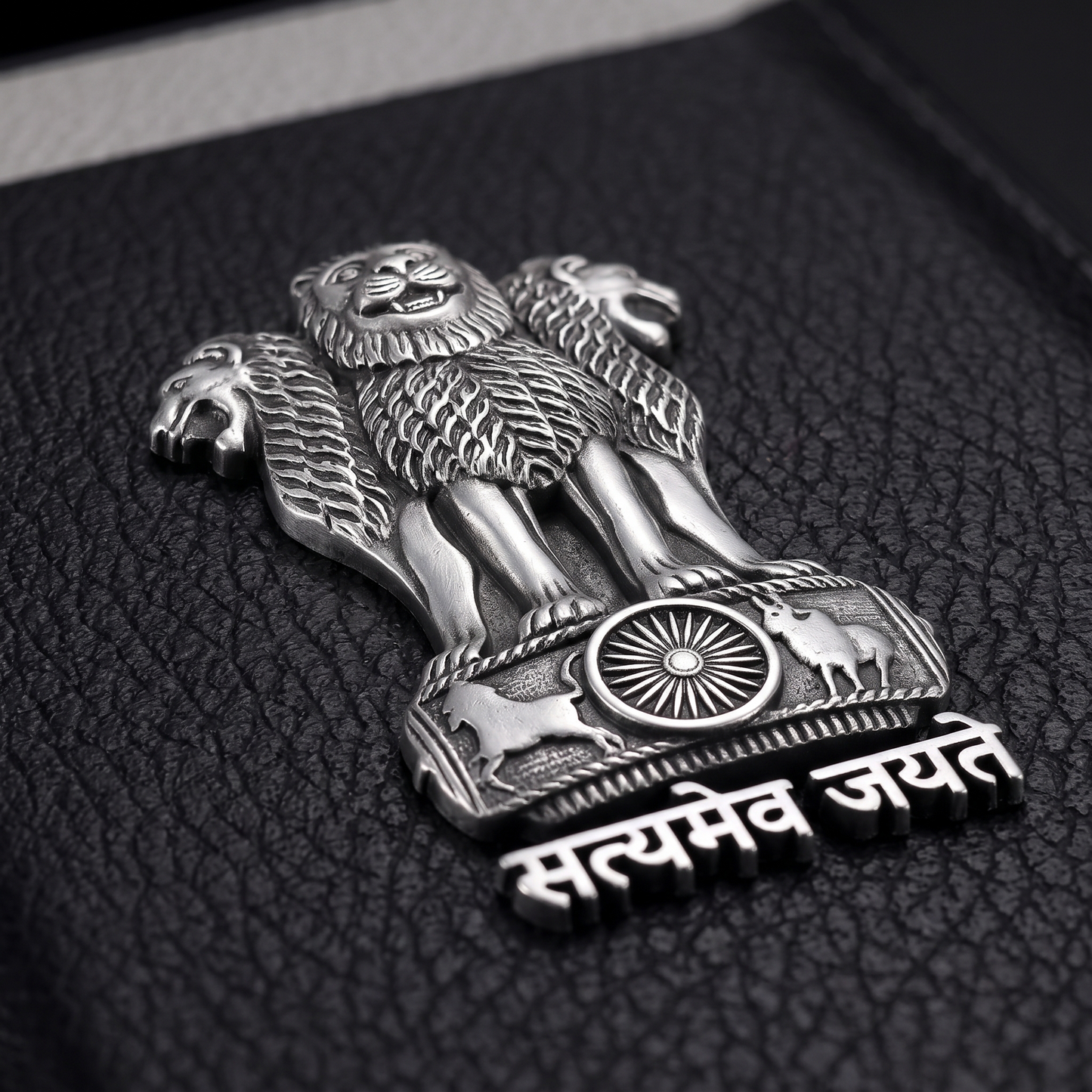 Oppo Reno 11 Pro 5G Satyamev Jayate 3D Metal Leather Back Case