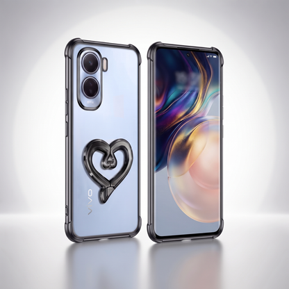 Vivo T5 Pro 5G Premium Heart Stand Transparent Shockproof Airbag Phone Case