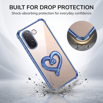 Vivo V60e 5G Premium Heart Stand Transparent Shockproof Airbag Phone Case