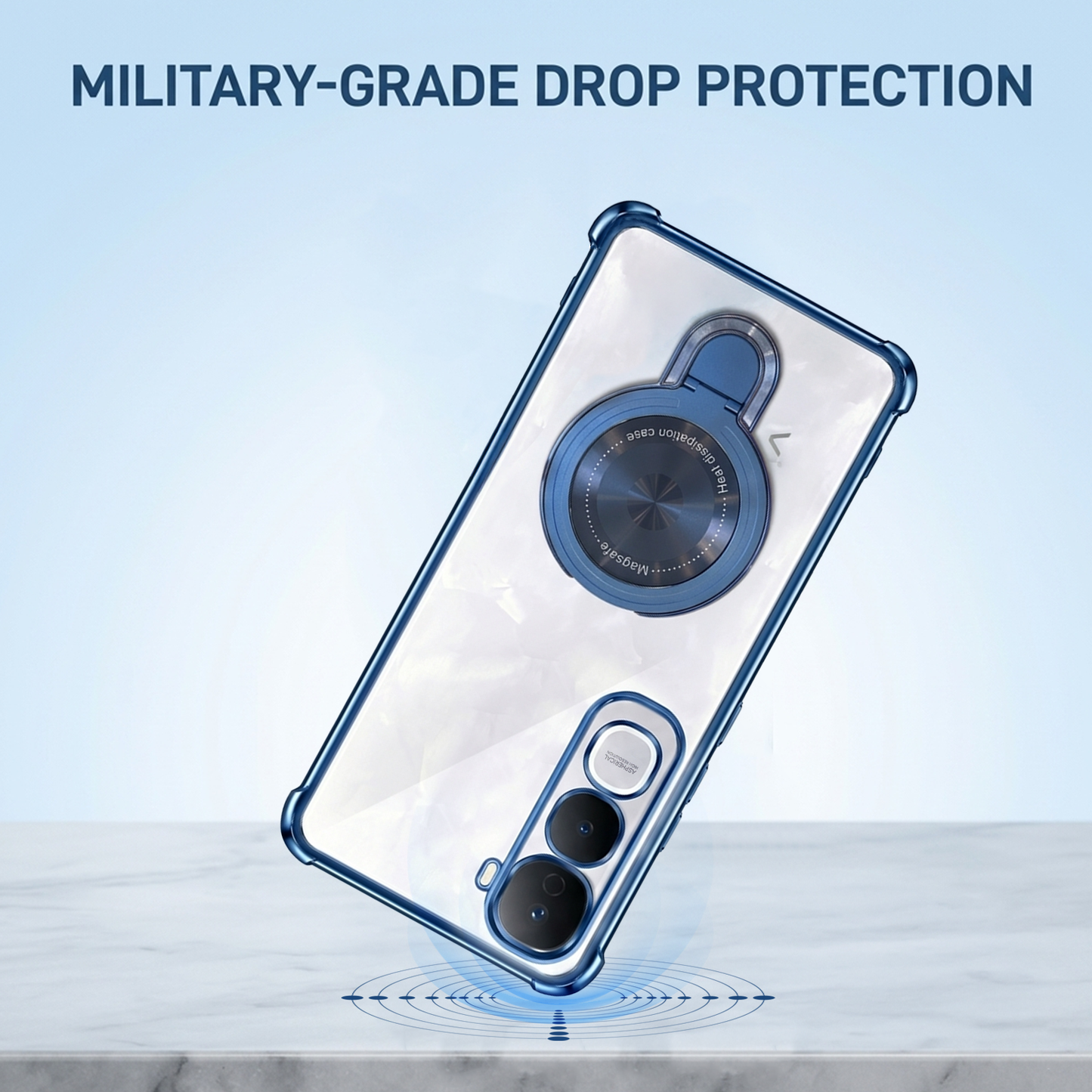 Vivo Y400 Pro 5G Luxury Four Corner Invincible Bracket Ring Stand Case
