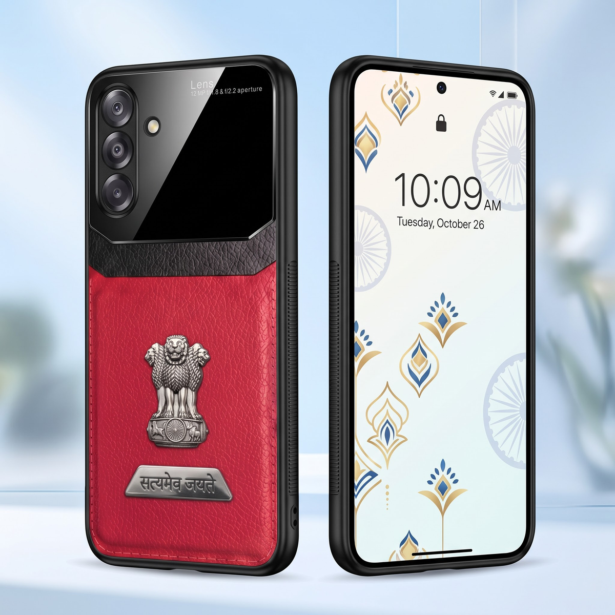 Samsung Galaxy A54 5G Satyamev Jayate 2-in-1 Emblem Leather Lens Protective Back Case