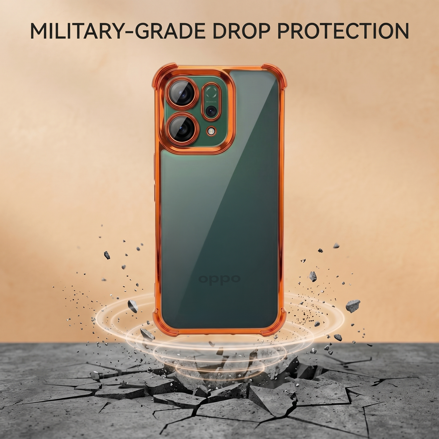 Oppo Reno 14 5G Premium Shockproof Transparent Airbag Cosmic Orange Case
