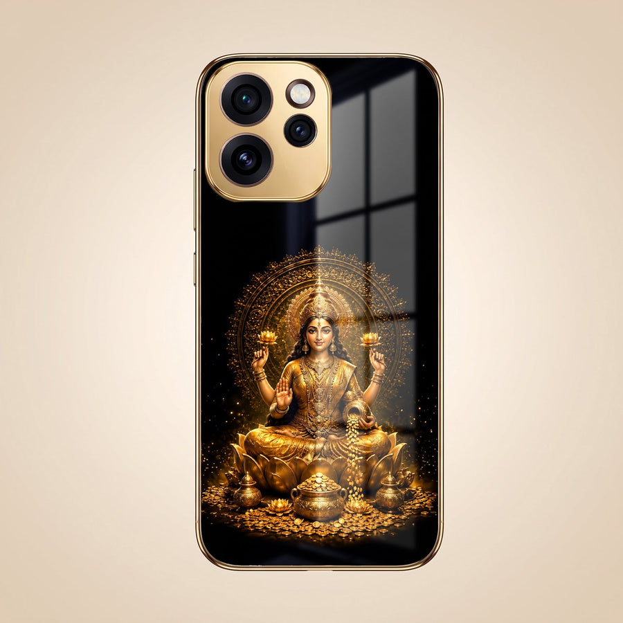 Oppo Reno 15 Pro Mini 5G Golden Maa Lakshmi Gold Electroplated Glass Phone Back Case