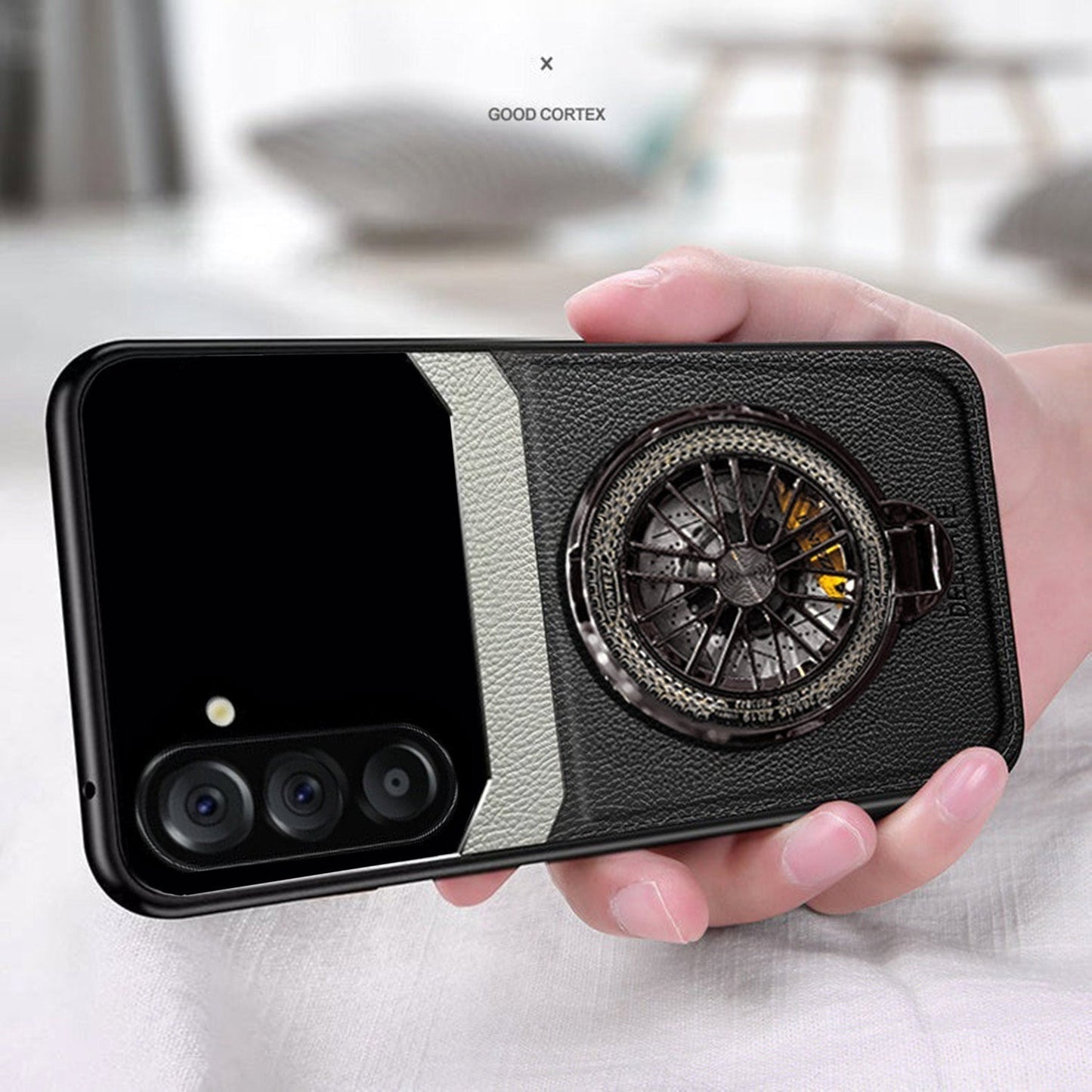 Samsung Galaxy A56 5G Original Luxury Leather Lens Wheel Ring Stand Case
