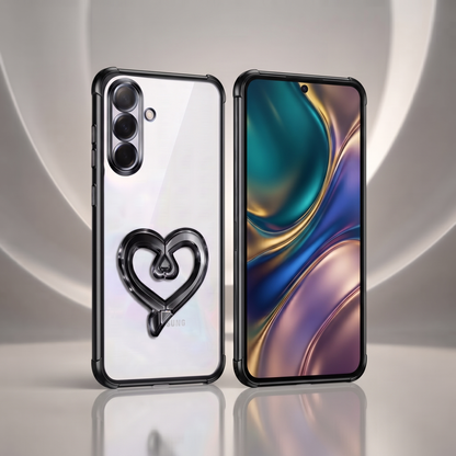 Samsung Galaxy A56 5G Premium Heart Stand Transparent Shockproof Airbag Phone Case