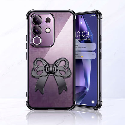 Vivo T4x 5G Stylish Bow Knot Stand Transparent Shockproof Airbag Phone Case