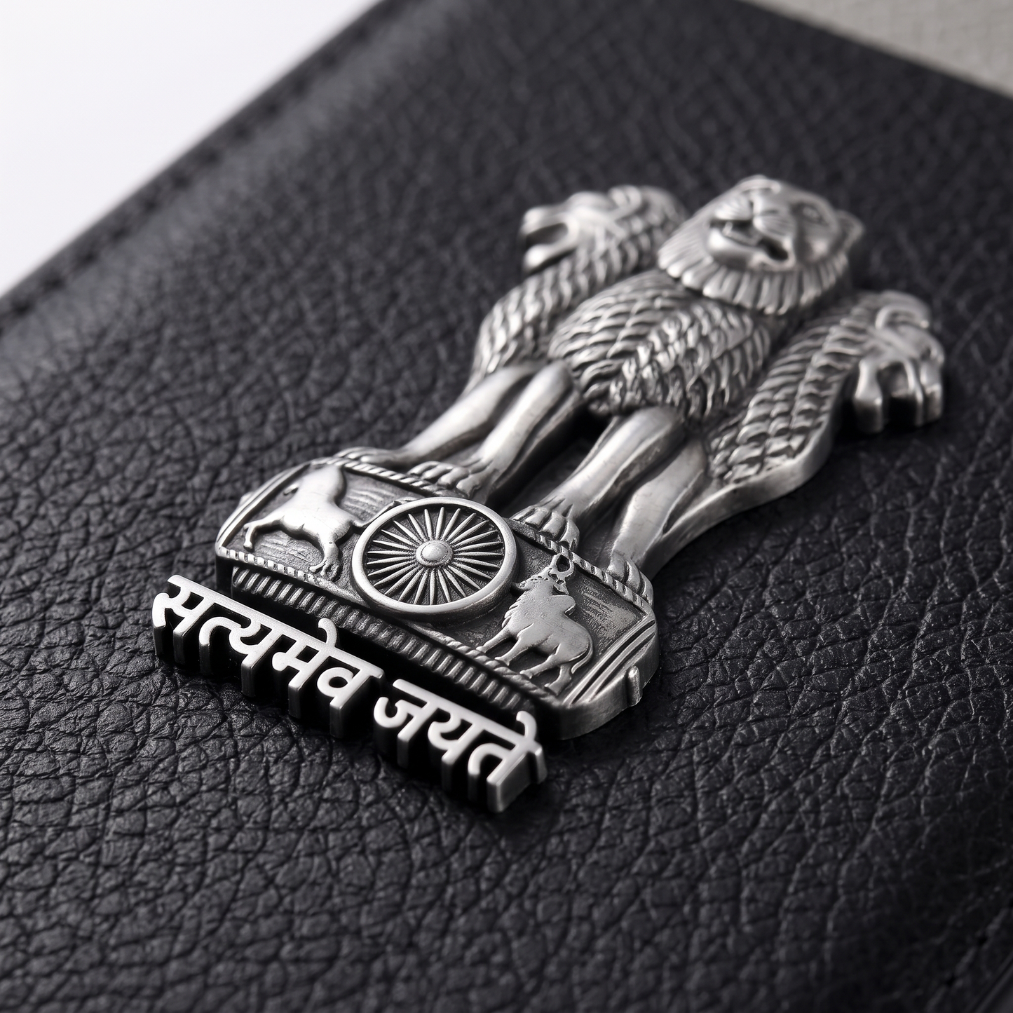 Oppo Reno 12 5G Satyamev Jayate 3D Metal Leather Back Case