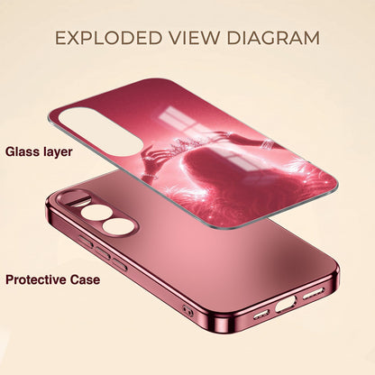 Vivo V70 FE 5G Luxury Crown Queen Pink Electroplated Glass Phone Back Case