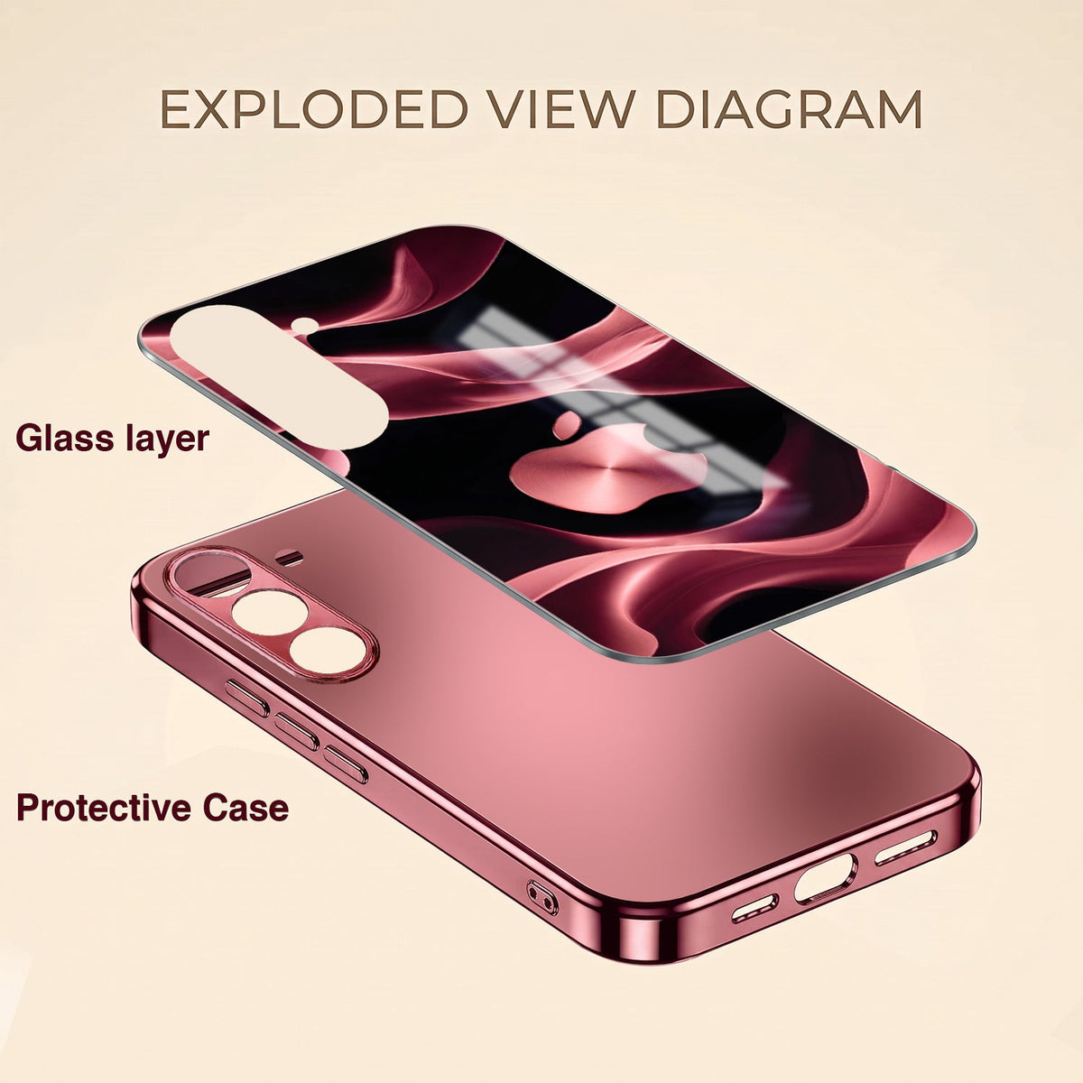 Samsung Galaxy A56 5G Luxury Wave Pink Electroplated Glass Phone Back Case