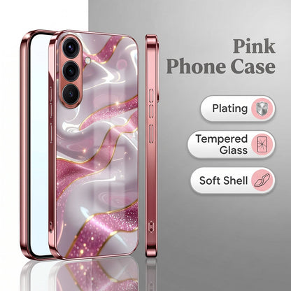 Samsung Galaxy A36 5G Pearl Marble Pink Electroplated Glass Phone Back Case
