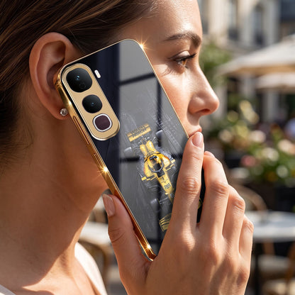 Vivo Y400 Pro 5G F1 Racing Car Gold Electroplated Glass Phone Back Case