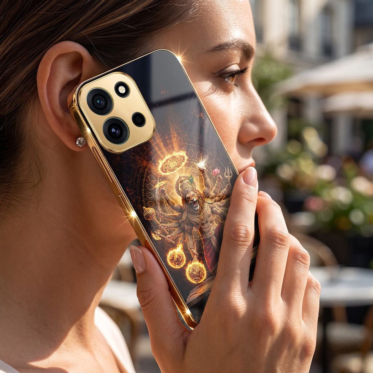 OnePlus Nord 6 5G Lord Narasimha Gold Electroplated Glass Phone Back Case