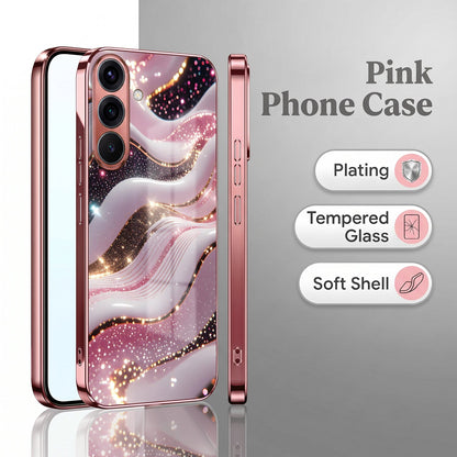 Samsung Galaxy A56 5G Midnight Pearl Wave Pink Electroplated Glass Phone Back Case